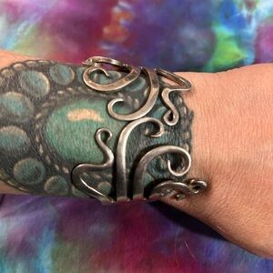 Sterling plate fork hinged handmade bracelet